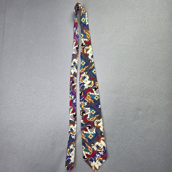 Romero Britto Tie Mens Multicolor Abstract Art Necktie Neo Pop Art Egyptian Cat - Picture 7 of 8